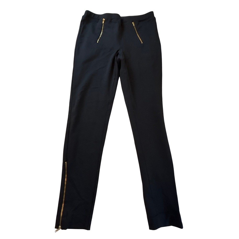 Vivienne Tam Black Zip Detail Stretch Nylon Jersey Pants Women Size Small